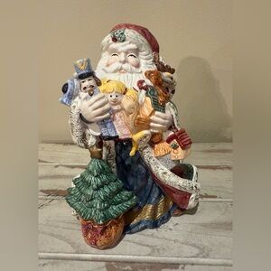 Festive Traditional Santa w Toys Figurine / Music Box